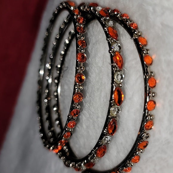 Set of 3 Orange Sparkle Bracelets - Picture 1 of 4